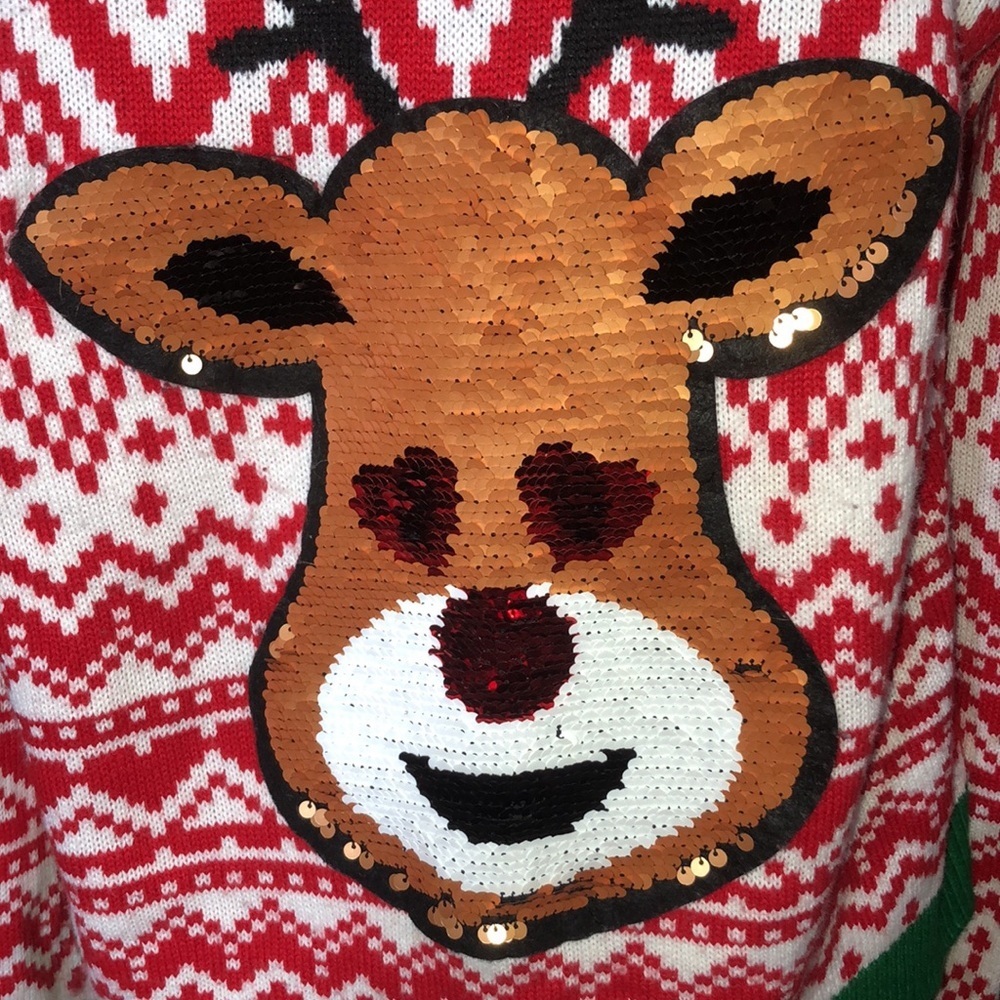 No boundaries reindeer ugly sweater Ladies Christmas Sweater Sequin Reindeer XL‌ - Picture 6 of 6